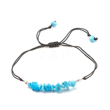 Synthetic Turquoise(Dyed) Chips Braided Bead Bracelet BJEW-JB08019-05-1