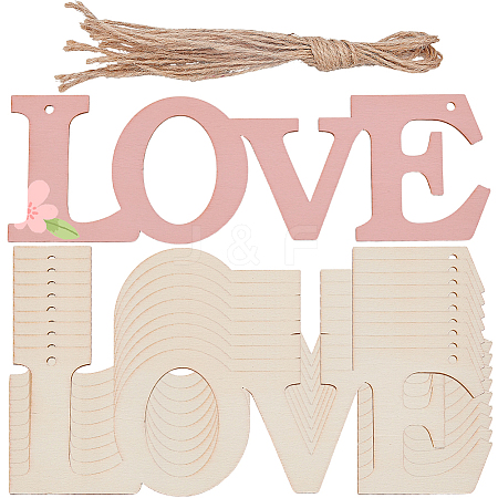 10Pcs DIY Mother's Day Unfinished Wood Word Love Pendants DIY-SP0006-79-1