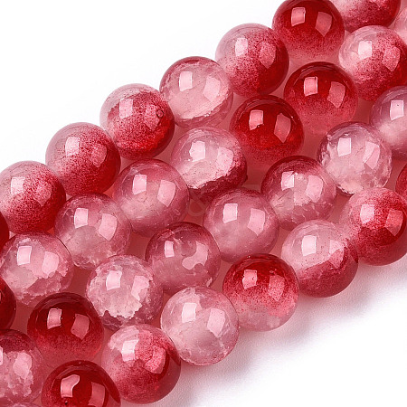 Crackle Baking Painted Imitation Jade Glass Beads Strands DGLA-T003-6mm-11-1