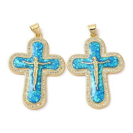 Rack Plating Brass Micro Pave Cubic Zirconia Pendants KK-P268-17K-G-1