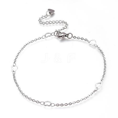 304 Stainless Steel Cable Chain Anklets AJEW-M026-10P-1