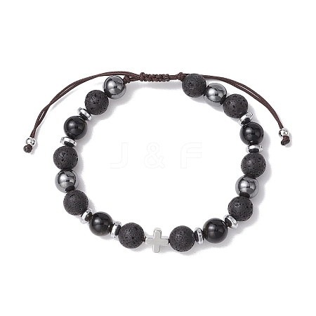 Gemstone Braided Bead Bracelets BJEW-JB11139-02-1