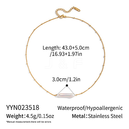 Elegant Natural Freshwater Pearl Stick Necklaces with 304 Stainless Steel Chains for Women TC0594-9-1