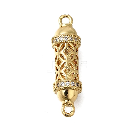 Rack Plating Brass Micro Pave Cubic Zirconia Hollow Column Links Connector Charms ZIRC-F142-50A-G01-1