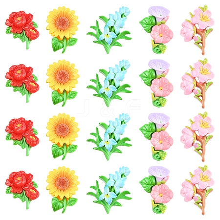 25Pcs 5 Styles Opaque Resin Cabochons RESI-FS0001-97-1