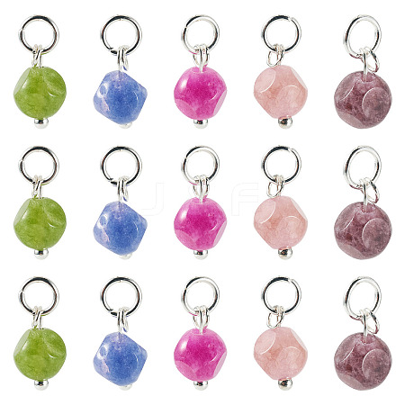 30Pcs Natural Colorful Tourmaline Dice Charms PALLOY-TA00369-1