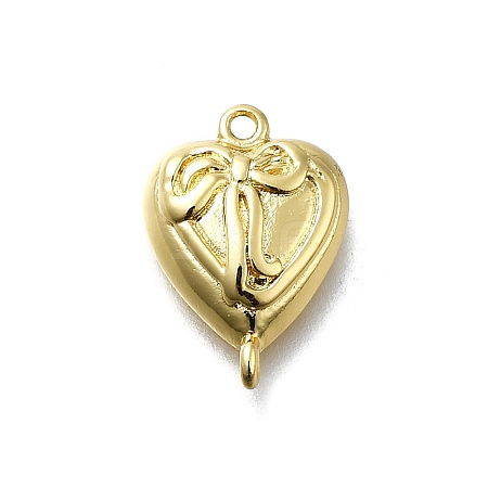Brass Bowknot Heart Links KK-K400-49G-02-1