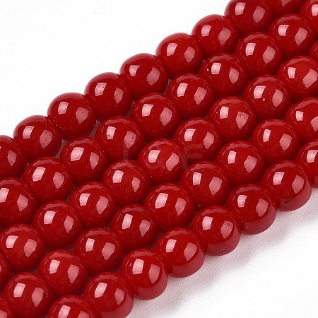 Opaque Solid Color Glass Beads Strands GLAA-T032-P10mm-23-1