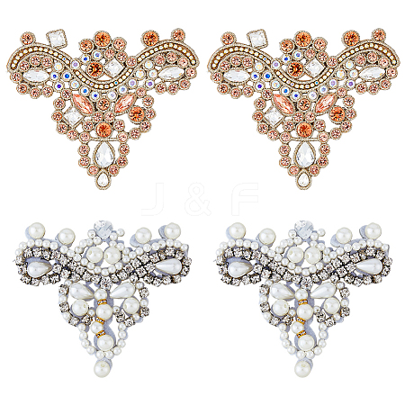 SUPERFINDINGS 4Pcs 2 Style ABS Imitation Pearl Crown Shoe Flower DIY-FH0005-69-1