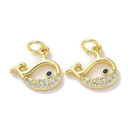 Rack Plating Brass Micro Pave Clear Cubic Zirconia Pendants KK-Z039-19G-1