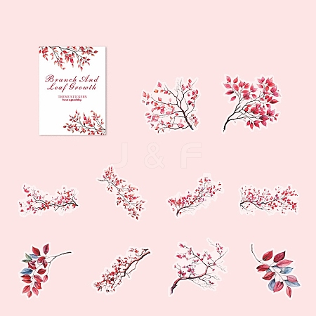 Leaf Theme 20Pcs PET Self-Adhesive Stickers PW-WGC5F3D-01-1