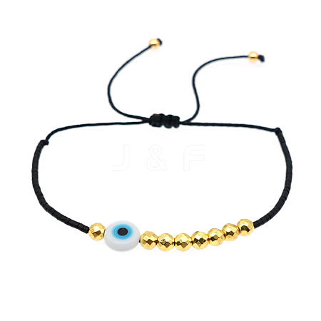 MIYUKI Glass Seed & Evil Eye Braided Bead Bracelet for Women BJEW-A22-12-29-A-1