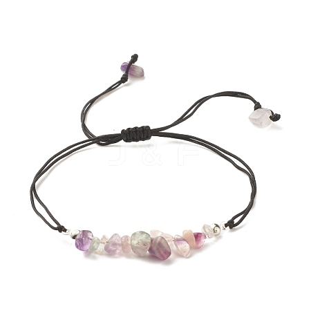 Natural Fluorite Chips Braided Bead Bracelet BJEW-JB08019-07-1