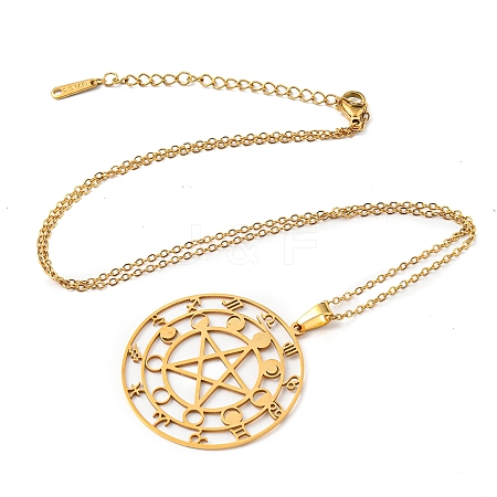 201 Stainless Steel Constellations with Star Pendant Necklace with Cable Chains NJEW-Q317-30G-1