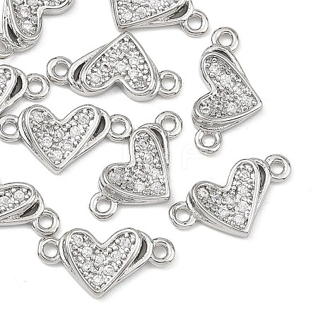 SHEGRACE Brass Micro Pave Clear Cubic Zirconia Connector Charms XGRQ3P860-597P-1
