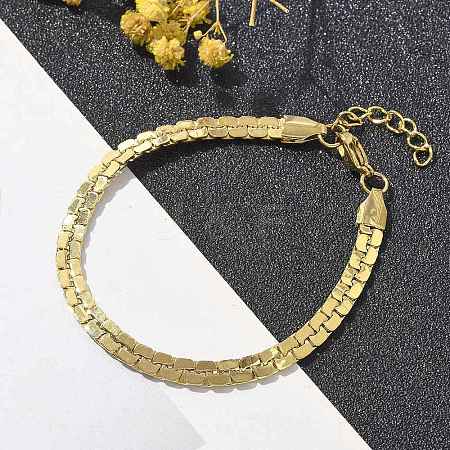 304 Stainless Steel Snake Link Chain Bracelets for Women LS-BJEW-F488-22G-1