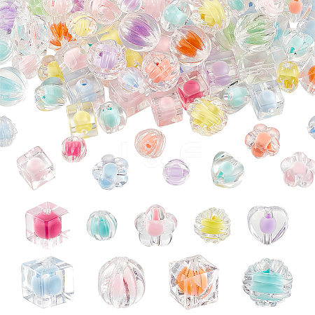 180pcs 9 styles Transparent Acrylic Beads OACR-PH0004-30-1