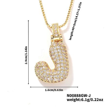 Elegant Brass Micro Pave Clear Cubic Zirconia 3D Initial Necklaces DV4415-8-1