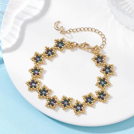 Star Glass Seed Beaded Bracelets BJEW-MZ00260-1