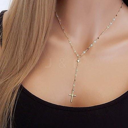 Alloy Crystal Rhinestone Cross Pendant Y Necklaces for Women WGC3C95-01-1