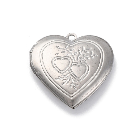 304 Stainless Steel Locket Pendants STAS-S171-13P-05-1