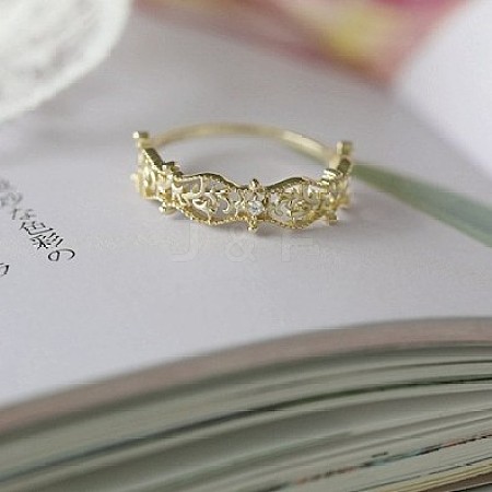 Hollow Out Leaf Brass Micro Pave Clear Cubic Zirconia Finger Rings FS-WGFDF8C-01-1