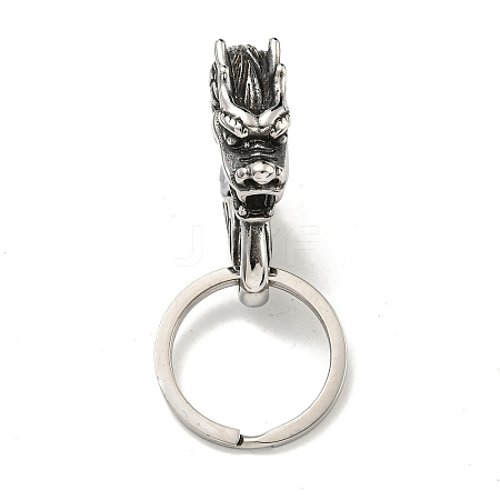 Tibetan Style 316 Surgical Stainless Steel Fittings with 304 Stainless Steel Key Ring FIND-Q101-19AS-1