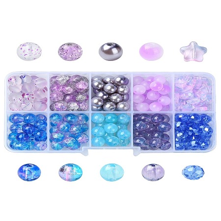 10 Styles Transparent Spray Painting Crackle & Glass Pearl Glass Beads GLAA-YW0003-54-1