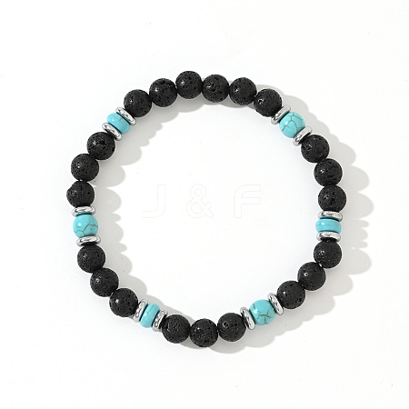 Natural Turquoise Beads Stretch Beads Bracelets for Women Men PL0145-2-1