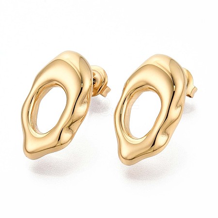 Nuggets 304 Stainless Steel Stud Earrings EJEW-T047-11G-1