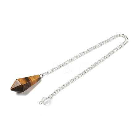 Natural Tiger Eye Cone Pointed Dowsing Pendulums G-A249-02S-09-1