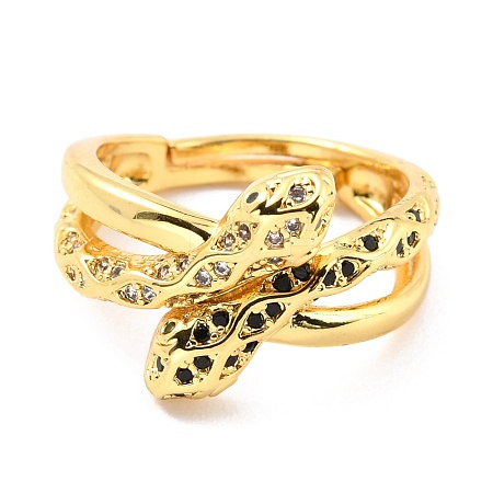 Brass Micro Pave Cubic Zirconia Adjustable Rings RJEW-F116-15G-1