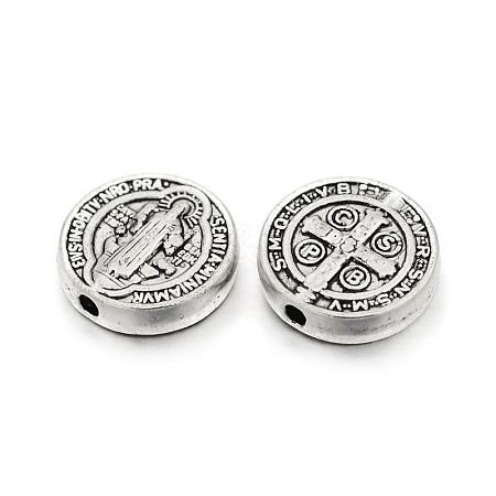 Tibetan Style Alloy Flat Round Beads LS-X-TIBEB-E072-02AS-RS-1