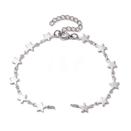 304 Stainless Steel Star Link Chain Bracelet Makings for Women X1-AJEW-TA00028-1