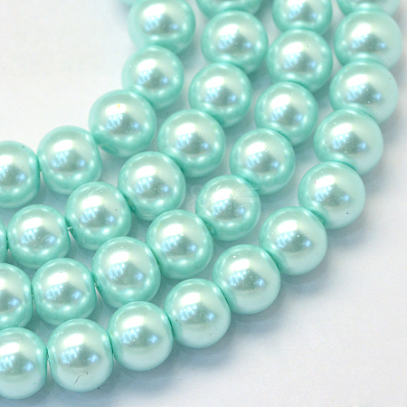 Baking Painted Pearlized Glass Pearl Round Bead Strands HY-Q330-8mm-45-1