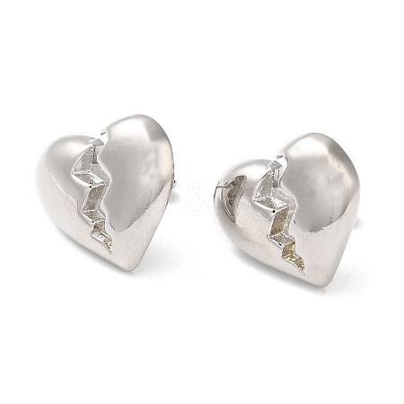 Rack Plating Brass Split Heart Stud Earrings EJEW-Q766-13P-1