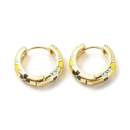 Flower Enamel Hoop Earrings EJEW-G290-03G-B-1