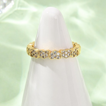 Brass Micro Pave Cubic Zirconia Cuff Open Rings RJEW-F204-02G-1