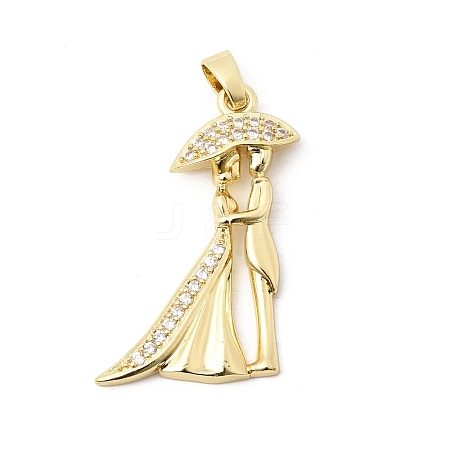 Wedding Brass Micro Pave Clear Cubic Zirconia Pendants KK-D237-01G-1