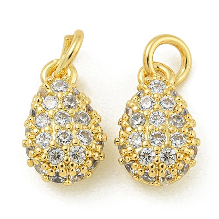 Rack Plating Brass Micro Pave Clear Cubic Zirconia Charms KK-Z067-23G-05-1