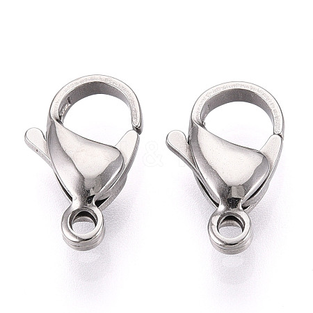 304 Stainless Steel Lobster Claw Clasps STAS-T065-15mm-34P-1