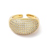 Brass with Cubic Zirconia Open Cuff Rings for Women RJEW-A035-21G-2
