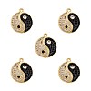 5Pcs Rack Plating Brass Micro Pave Clear & Black Cubic Zirconia Pendants KK-SZ0005-67-1