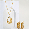Brass Hollow Donut Pendant Necklaces & Hoop Earrings LV5654-2