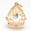 Rack Plating Brass Hollow Teardrop Bead Cage Pendants KK-M181-08G-1