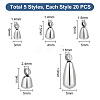   100Pcs 5 Style 201 Stainless Steel Tail Chain Drop Charms STAS-PH0005-27-2