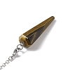 Natural Tiger Eye Hexagonal Pointed Cone Dowsing Pendulum Pendants G-G983-05P-04-4