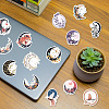 50Pcs PVC Self Adhesive Moon Cartoon Stickers X-STIC-B001-01-8