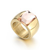 304 Stainless Steel & Glass Finger Rings FS-WGBA2F3-06-1