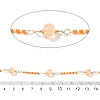 Brass Hexagonal Column Glass Seaded Beaded & Resin Round Beaded Link Chains CHC-G026-01B-2